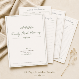 Family Meal Planning Bundle and printable recipe pages by Hearth & Honey