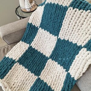 Checkered Blanket Pattern - Chunky Hand Knitting
