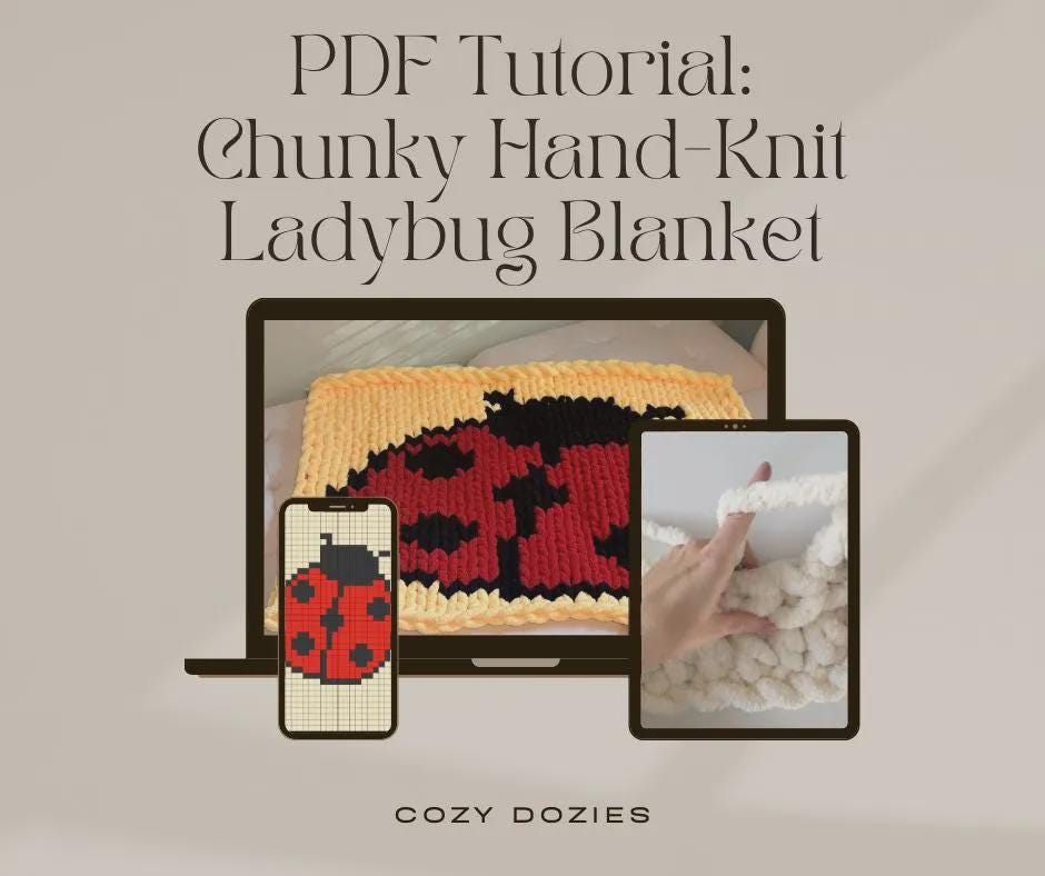 Ladybug Blanket Pattern - Chunky Hand Knitting