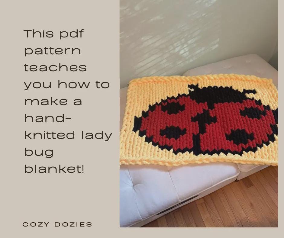 Ladybug Blanket Pattern - Chunky Hand Knitting - Image 3
