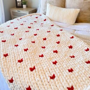 Hearts Blanket Pattern - Chunky Hand Knitting