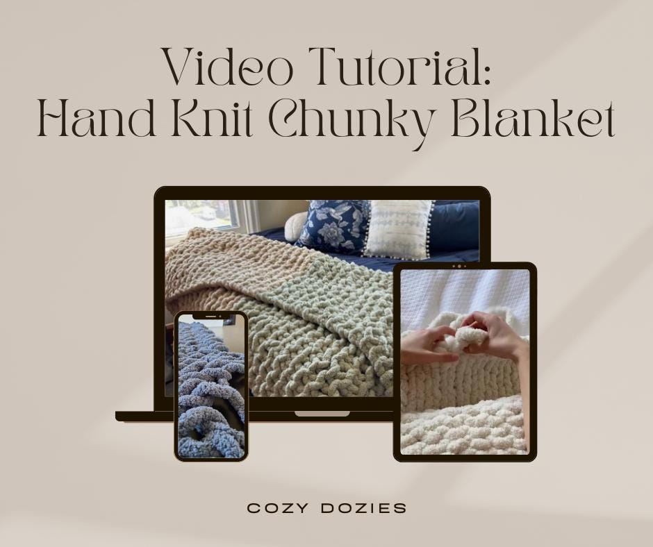 Any-Size Chunky Knit Blanket Pattern - Chunky Hand Knitting