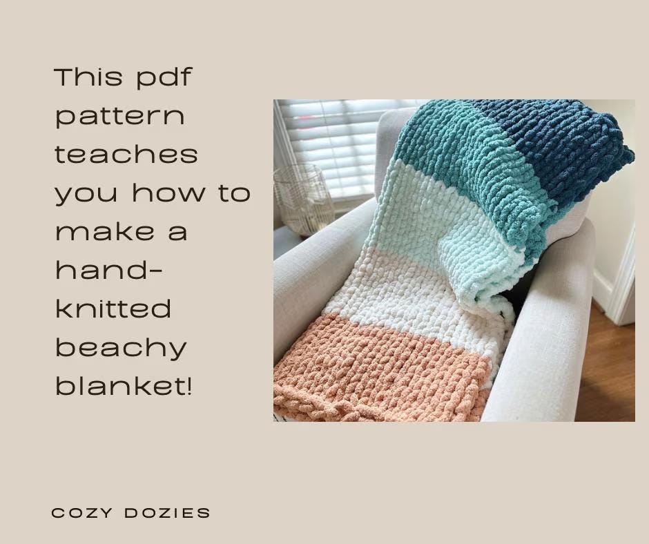 Beach Blanket Pattern - Chunky Hand Knitting - Image 2