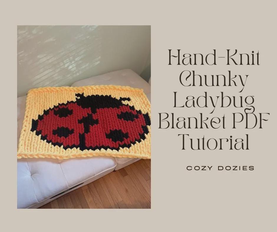Ladybug Blanket Pattern - Chunky Hand Knitting - Image 4