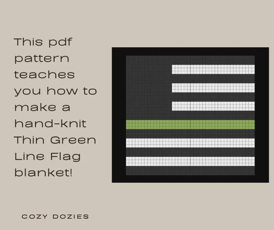 Thin Green Line Blanket Pattern - Chunky Hand Knitting - Image 3