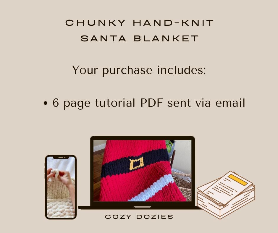Santa Blanket Pattern - Chunky Hand Knitting - Image 2