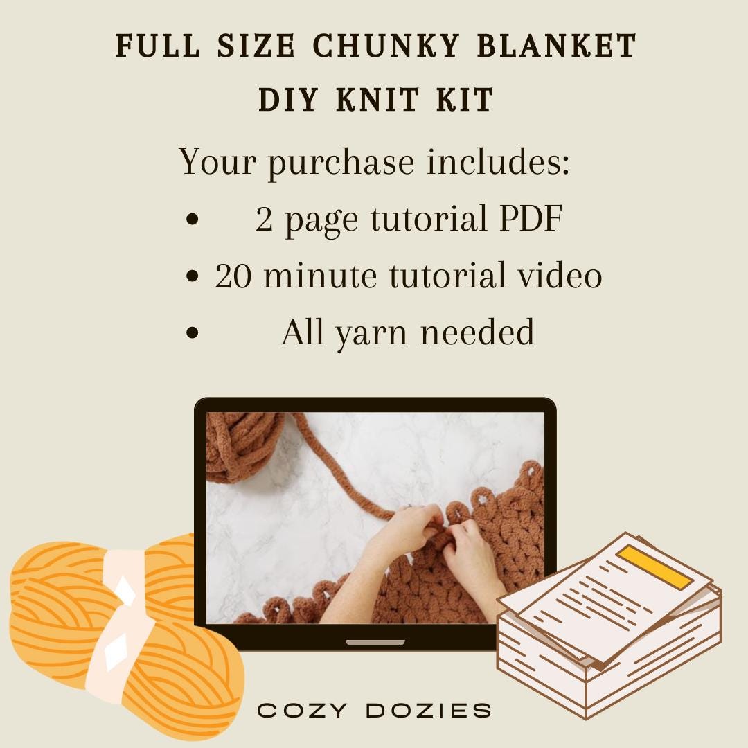 Full-Size Blanket Chunky Hand Knit Kit - Image 2